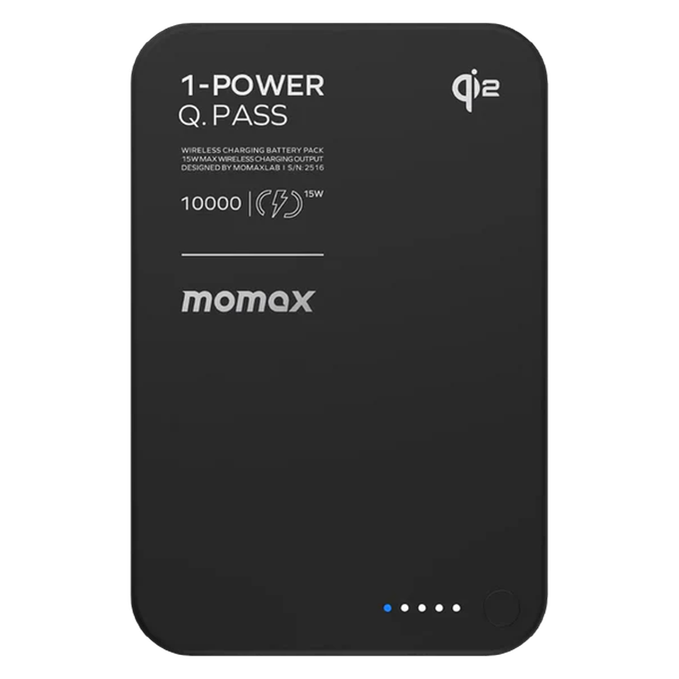 Momax Q.Mag X1 Qi2 10000mAh Magnetic Wireless Battery - 2nd Generation (Magnetic Charging Battery) - Black