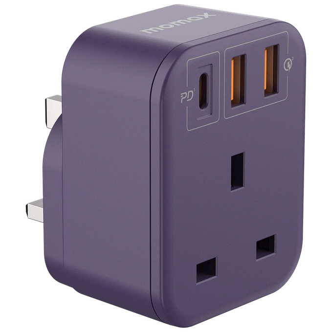 Momax PD20W ONEPLUG Extension Socket with USB - Purple