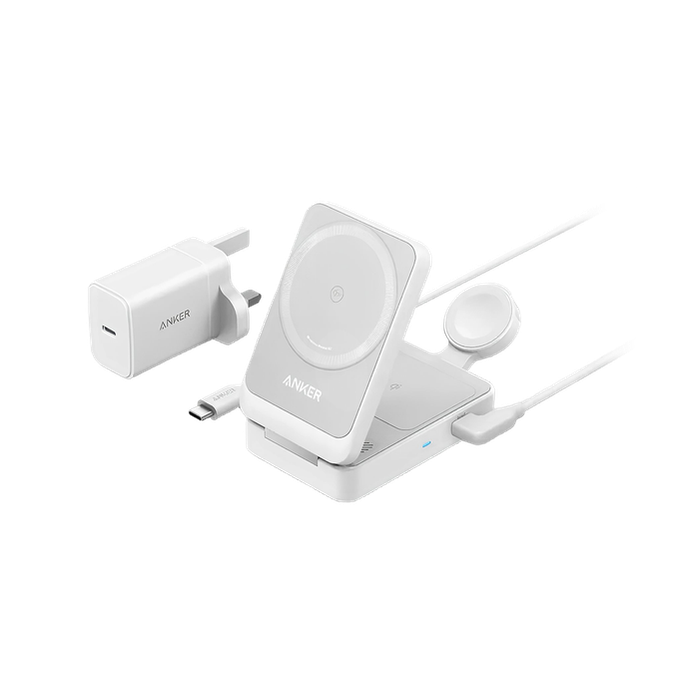 Anker MagGo 15W Qi2 Triple Charging Station - White