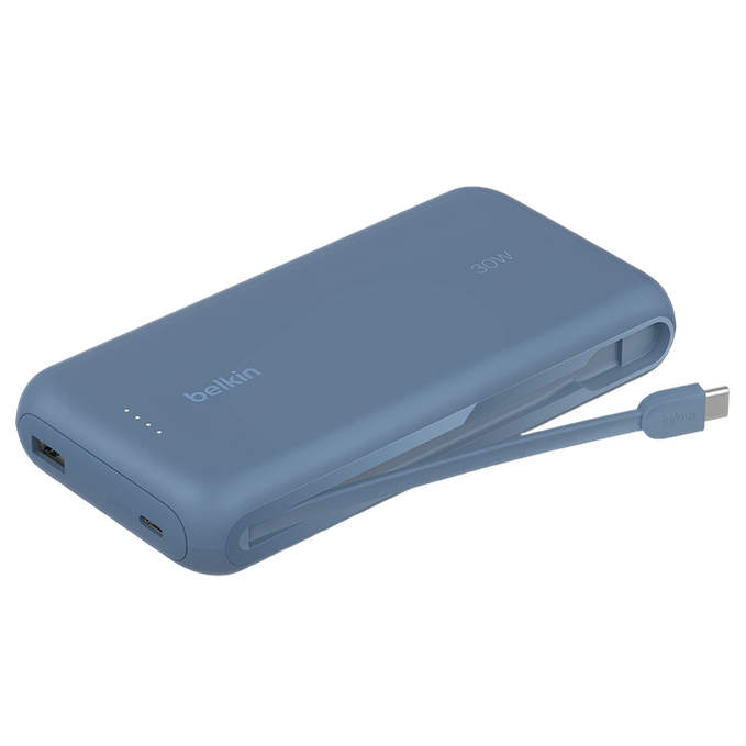 Belkin Power Bank 20K 30W with Integrated Cable - Blue