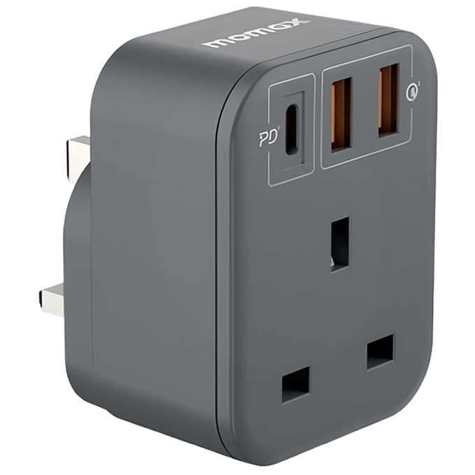 Momax PD20W ONEPLUG Extension Socket with USB - Space Gray