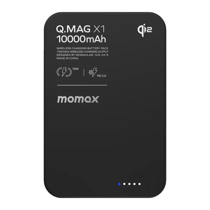 Momax Q.Mag X1 10000mAh Wireless Battery Pack (Wireless Emergency Charger) - Black