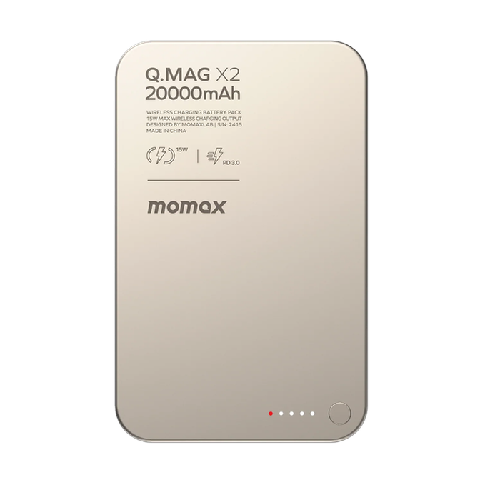 Momax Q.Mag X2 35W 20000mAh Wireless Charging Power Bank (Magnetic Charging Battery) - Titanium