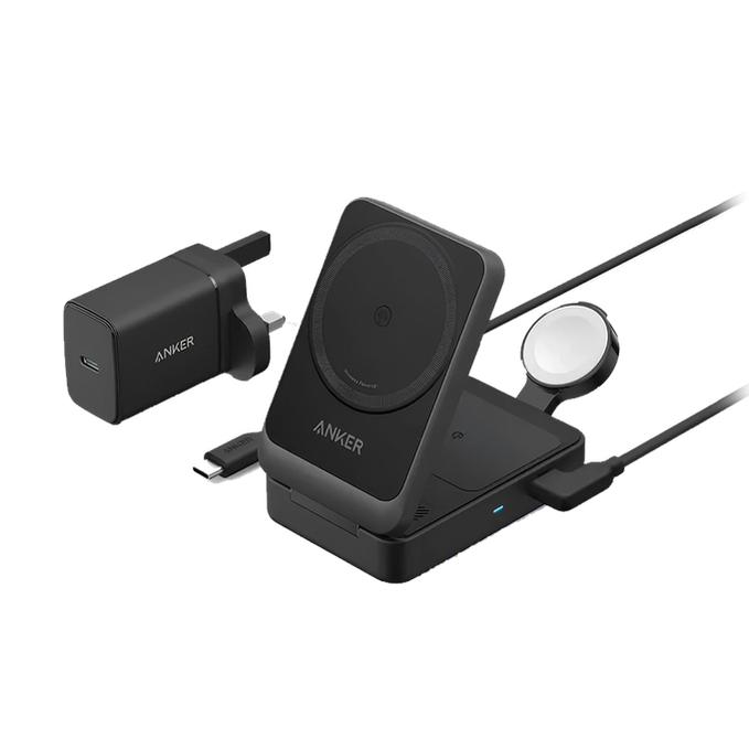 Anker MagGo 15W Qi2 Triple Charging Station - Black