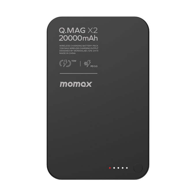 Momax Q.Mag X2 35W 20000mAh Wireless Charging Power Bank (Magnetic Charging Battery) - Black