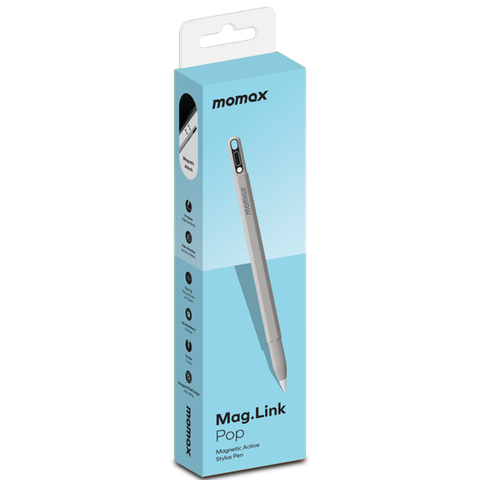 Momax Mag.Link Pop Magnetic Active Stylus Pen TP10 10th Generation Stylus - Gray