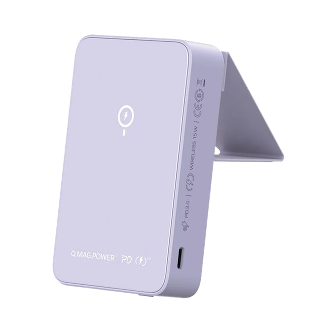 Momax Wireless Charger with Stand, 10,000mAh Battery Capacity, 18W Charging Power - Purple