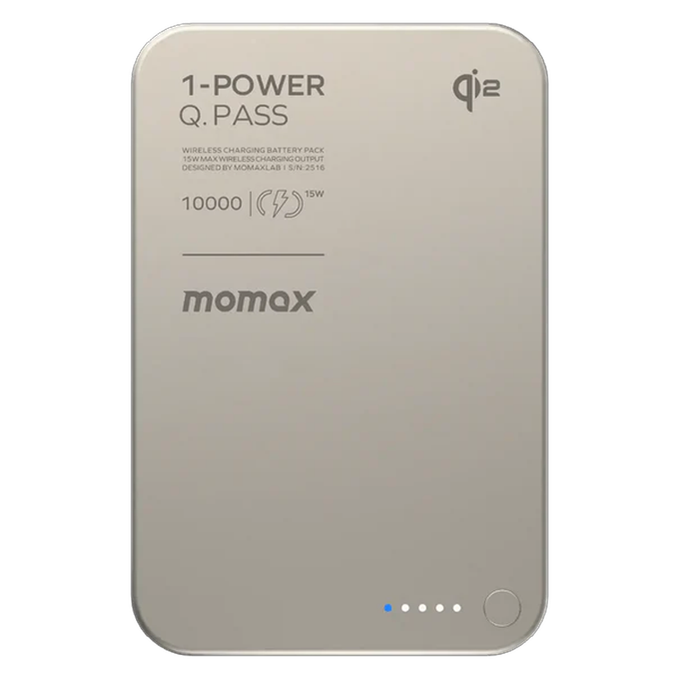 Momax Q.Mag X1 Qi2 10000mAh Magnetic Wireless Battery - 2nd Generation (Magnetic Charging Battery) - Titanium