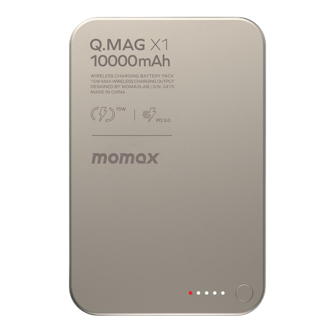 Momax Q.Mag X1 10000mAh Wireless Battery Pack (Wireless Emergency Charger) - Titanium