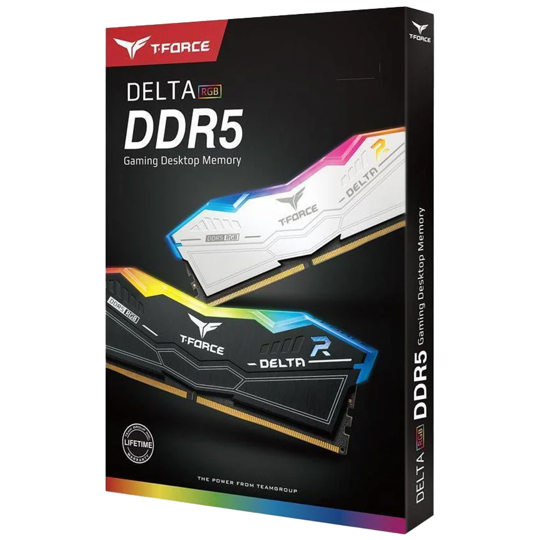TEAMGROUP T-Force Delta RGB DDR5 Ram 64GB (2x32GB) 6000MHz CL38 - White