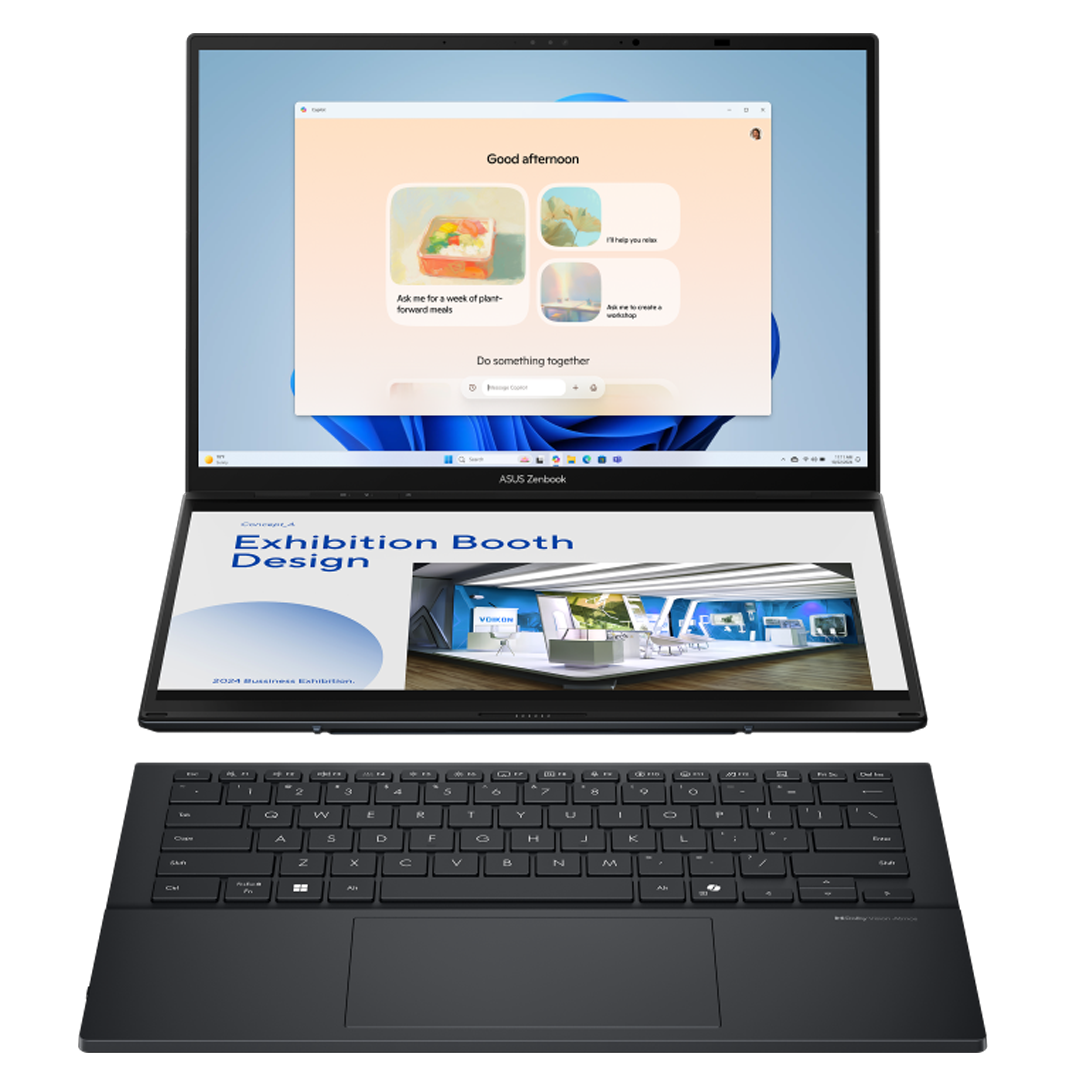 ASUS Zenbook DUO UX8406CA-PZ005W, Intel Core Ultra 9-285H, RAM 32GB, 2TB SSD, Intel Arc Graphics, 14 Inch 3K OLED 120Hz, Inkwell Gray