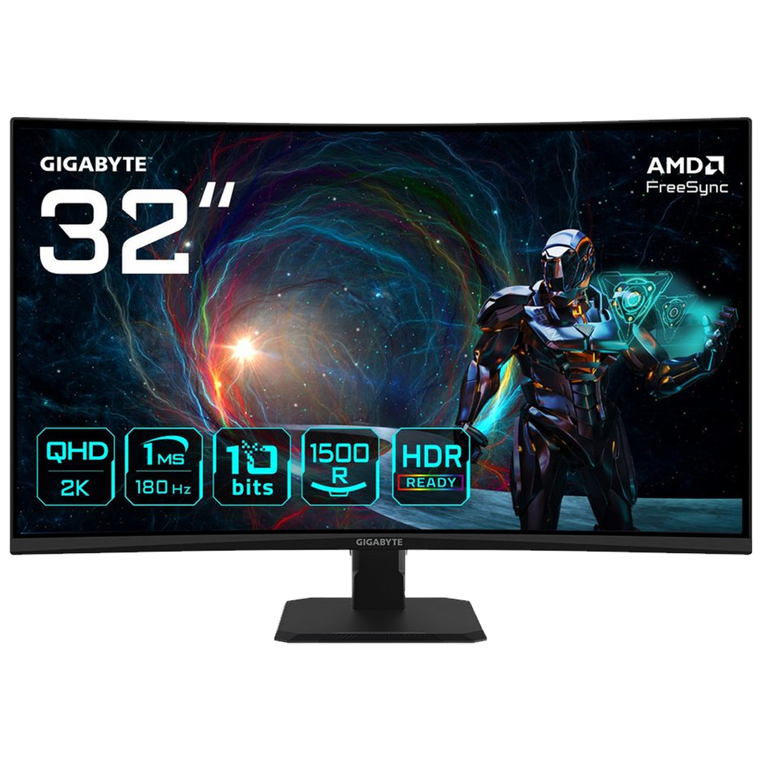 Gigabyte GS32QCA Gaming Monitor – 32 -inch 2K QHD (2560 x 1440) , Curved , 180Hz ,  VA  , 1ms