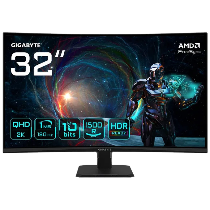 Gigabyte GS32QCA Gaming Monitor – 32 -inch 2K QHD (2560 x 1440) , Curved , 180Hz , VA , 1ms