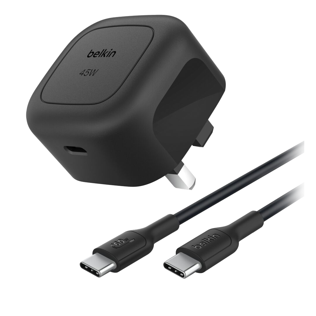 Belkin BoostCharge  CUBIC 45W USB-C PD  GaN Fast Charger with PPS + 1m c-c cable