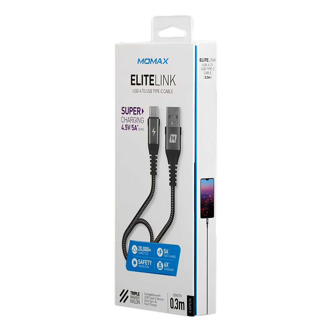Momax USB-C 5A 0.3M USB-A to Type-C cable, 0.3 meters long