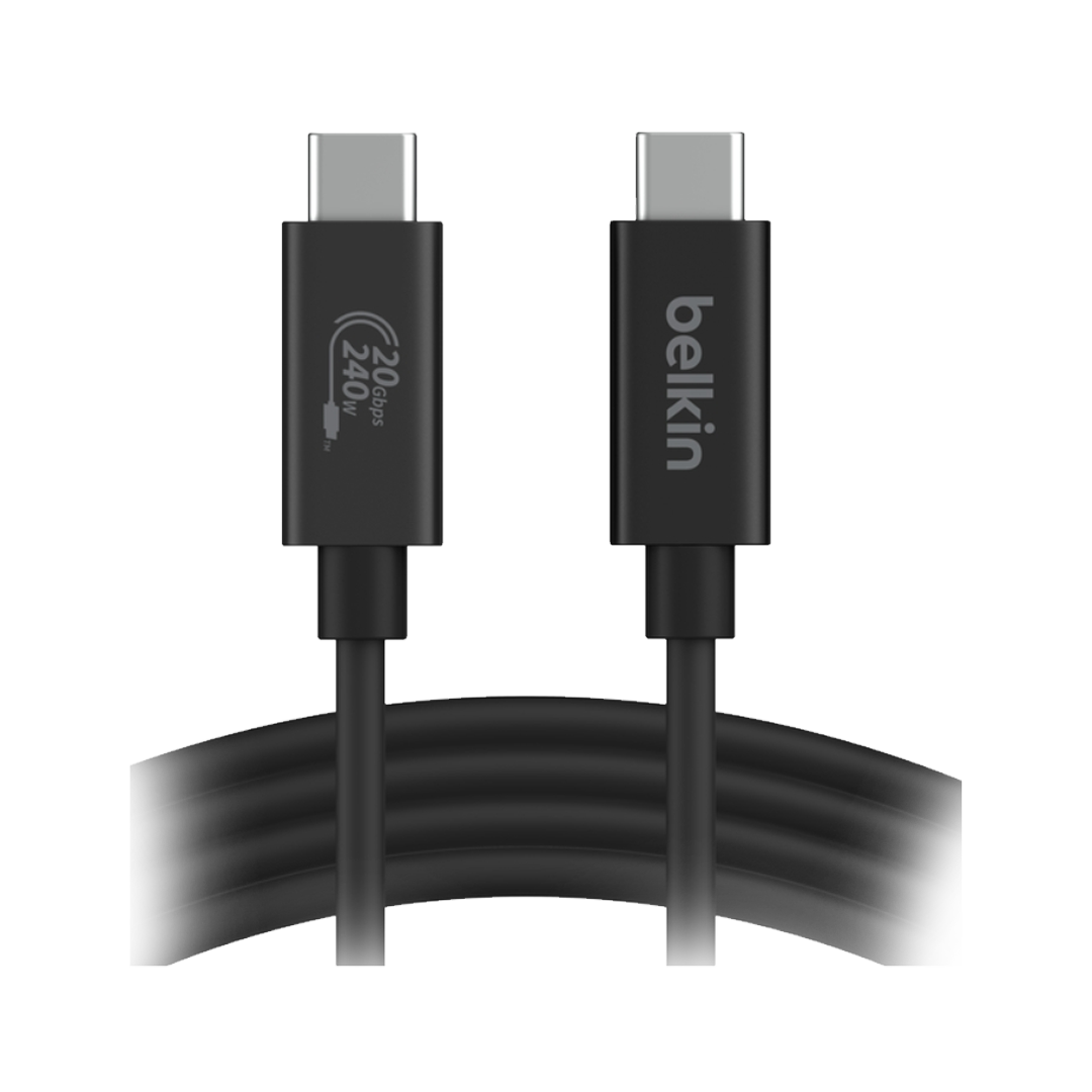Belkin USB4 Cable, USB-C to USB-C 240W 20Gbps 2M Cable, 4K 60Hz resolution.