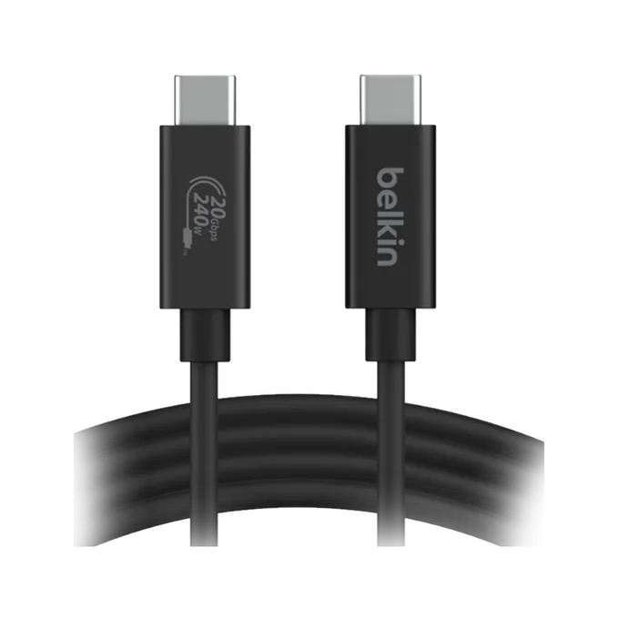 Belkin USB4 Cable, USB-C to USB-C 240W 20Gbps 2M Cable, 4K 60Hz resolution.