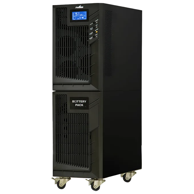 Farber UPS Online with 40 amps and contains 16 batteries, each with a capacity of 9A, 110V-300V
